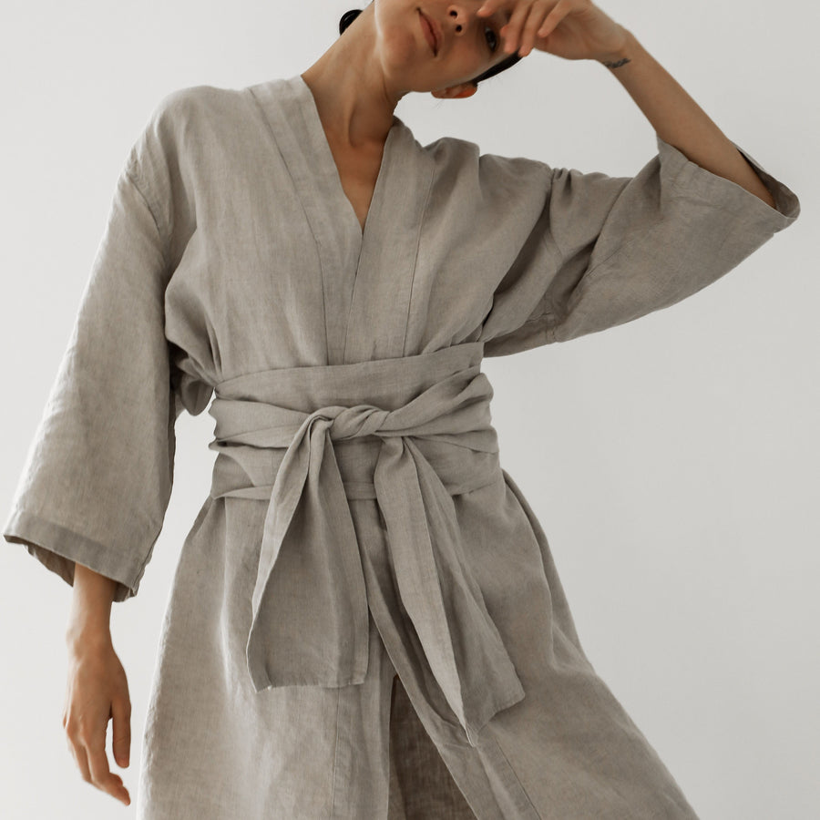 Linen Kimono Robe Natural