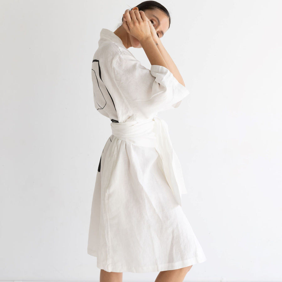 Kimono Robe - Lines on Linen