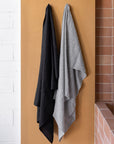 Charcoal Stripe Linen Towel