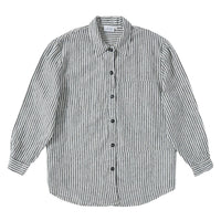 Oversized Linen Shirt - Charcoal Stripe