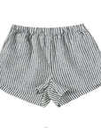 Linen Short - Charcoal Stripe