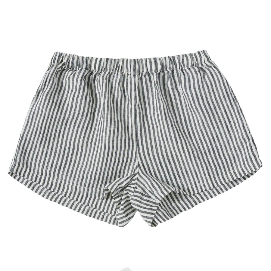 Linen Short - Charcoal Stripe