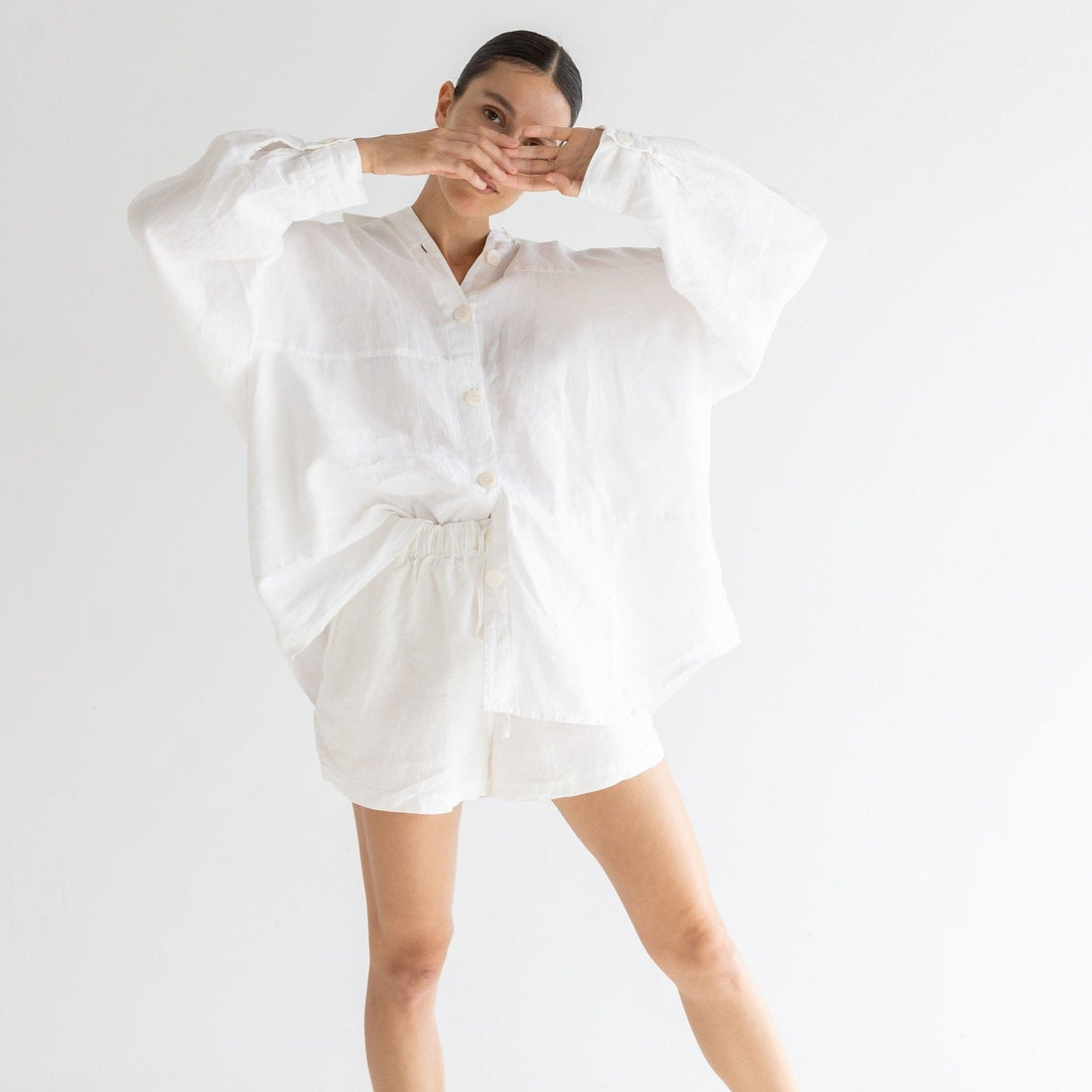 Drawstring Linen Short - Sundae White