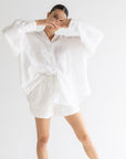 Drawstring Linen Short - Sundae White