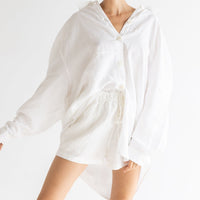 Drawstring Linen Short - Sundae White