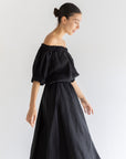 Ruffle Linen Crop - Noir