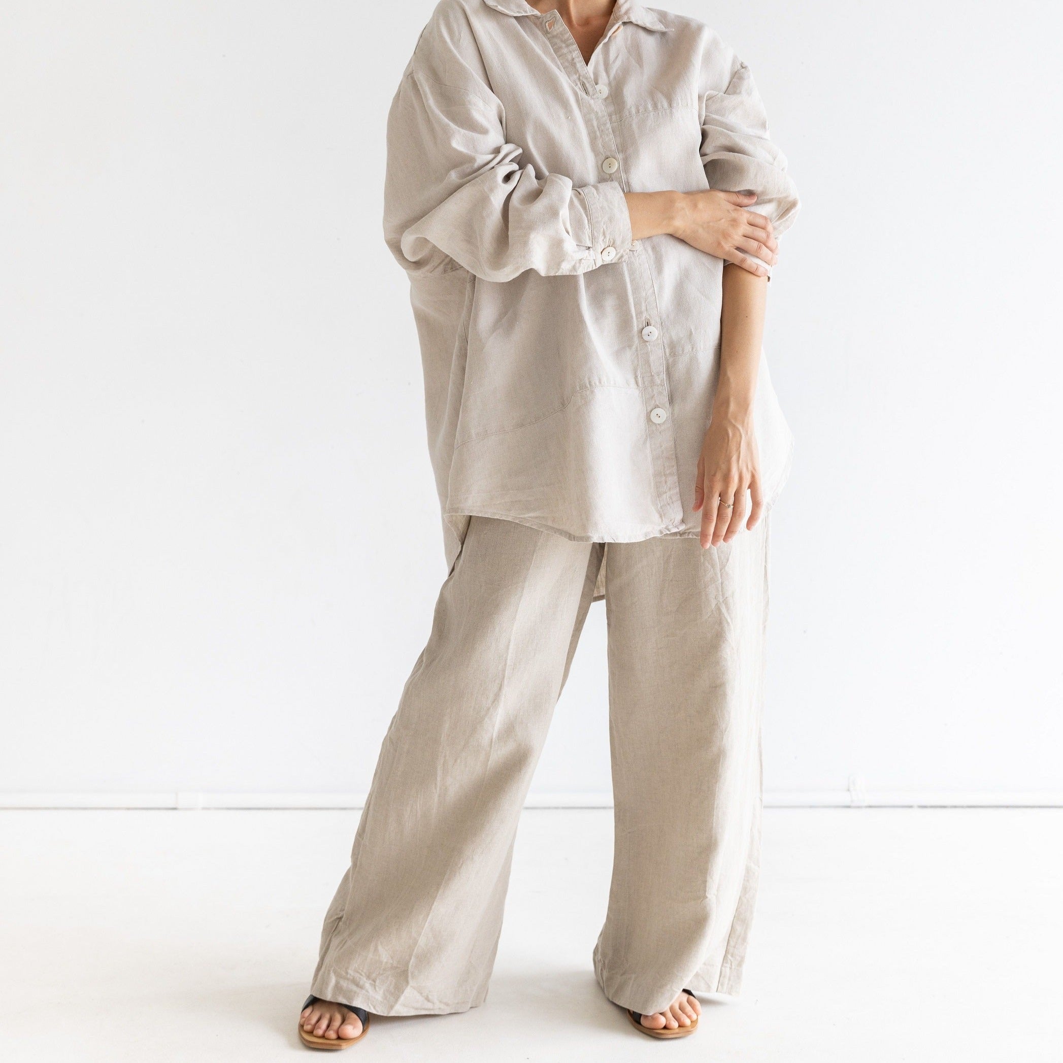 Wide Leg Linen Pant - Natural – Moss Living Store