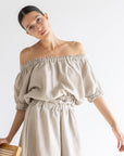 Ruffle Linen Crop - Natural