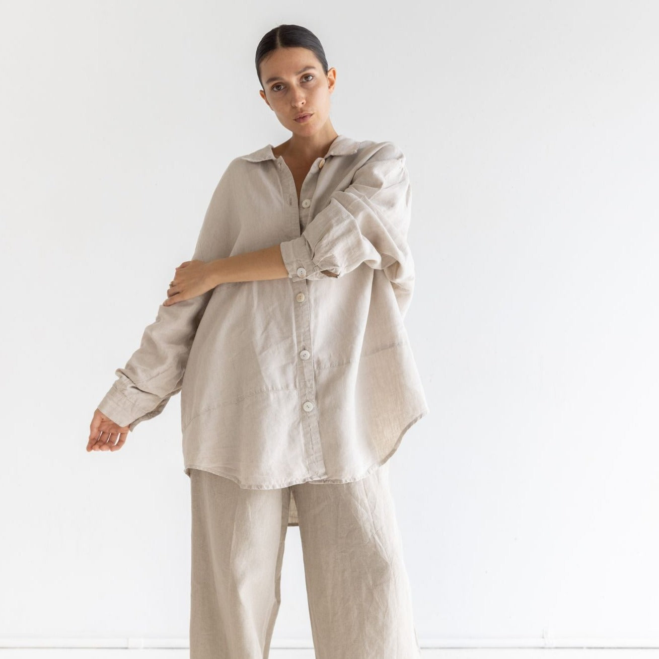 Oversized Linen Shirt - Natural