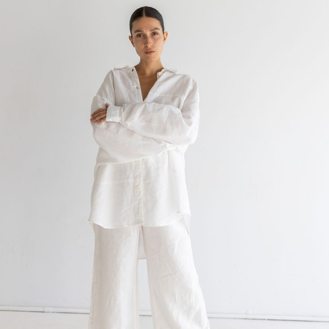 Oversized Linen Shirt - Sundae White