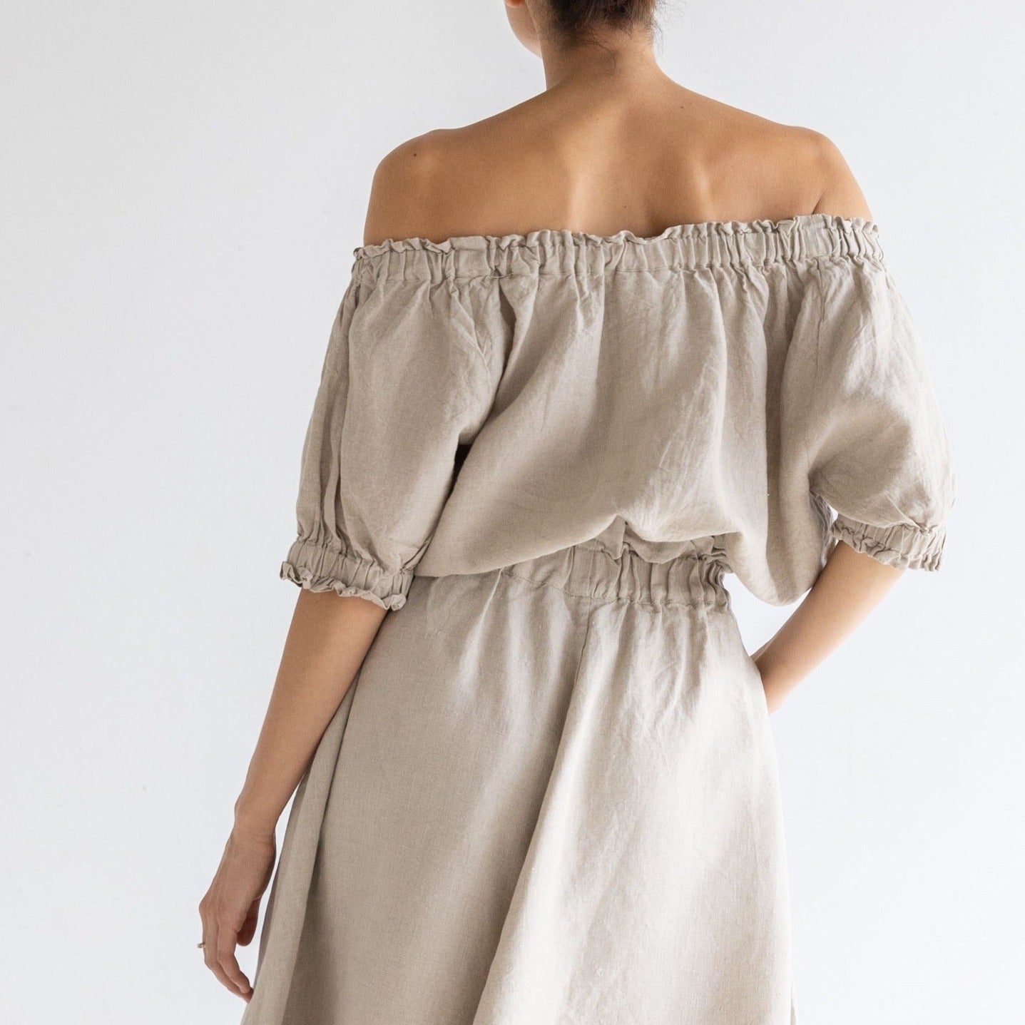Ruffle Linen Crop - Natural