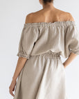 Ruffle Linen Crop - Natural