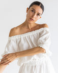 Ruffle Linen Crop - Sundae White