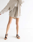 Drawstring Linen Short - Natural