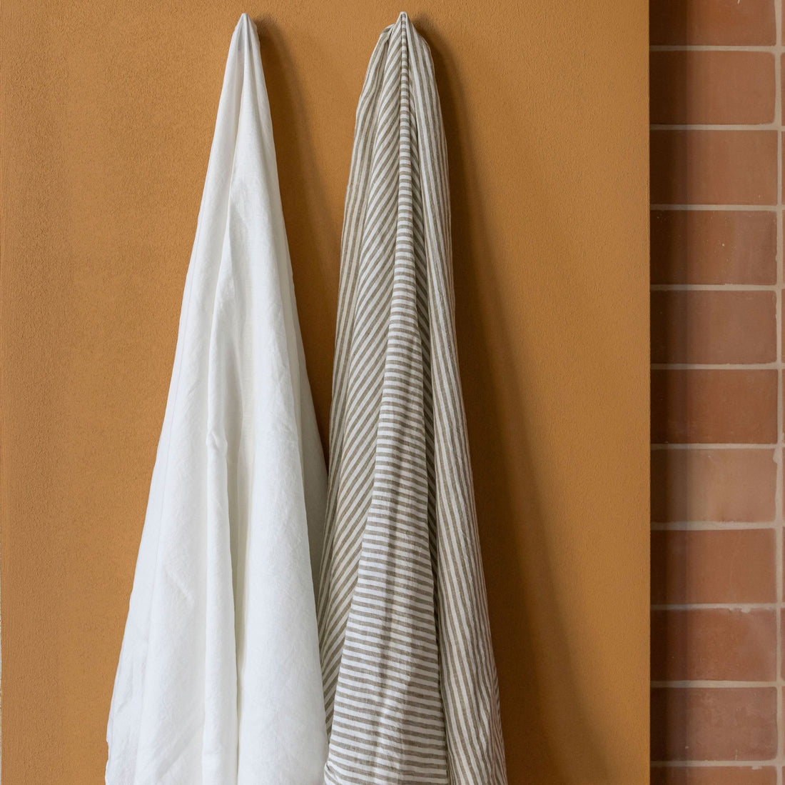 Olive Stripe Linen Towel
