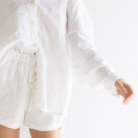 Drawstring Linen Short - Sundae White