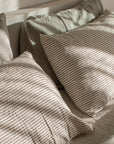 Olive Stripe Linen Pillowcase Set