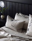 Lines on Linen Square Cushion Natural